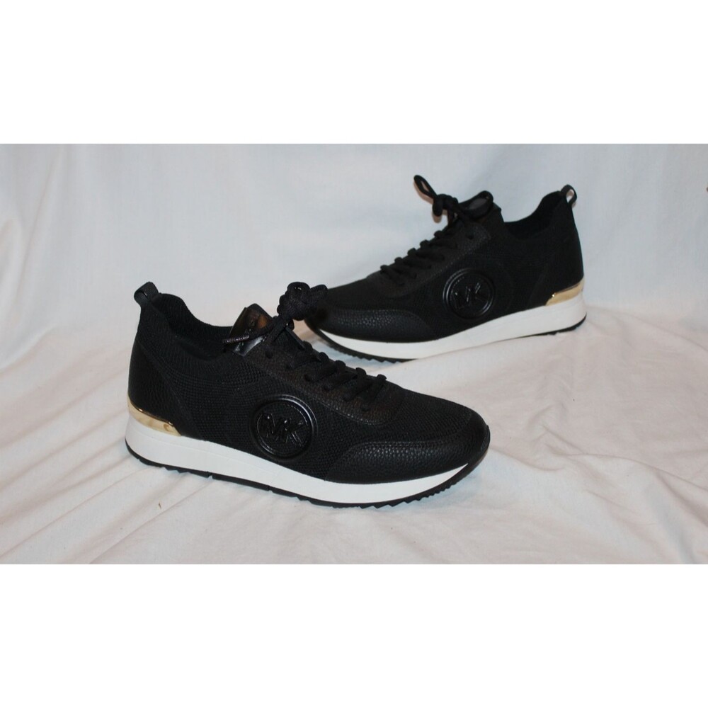 Michael Kors Jenkins Knit Trainer Women’s Low Top Lace-Up Sneaker BLACK NWOB 9.5